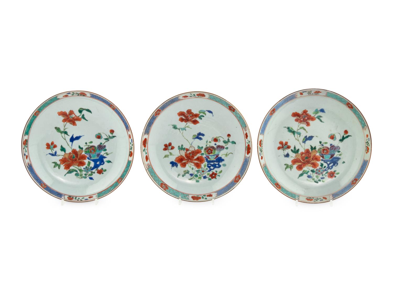 Three Chinese Export Famille Rose Porcelain Dishes