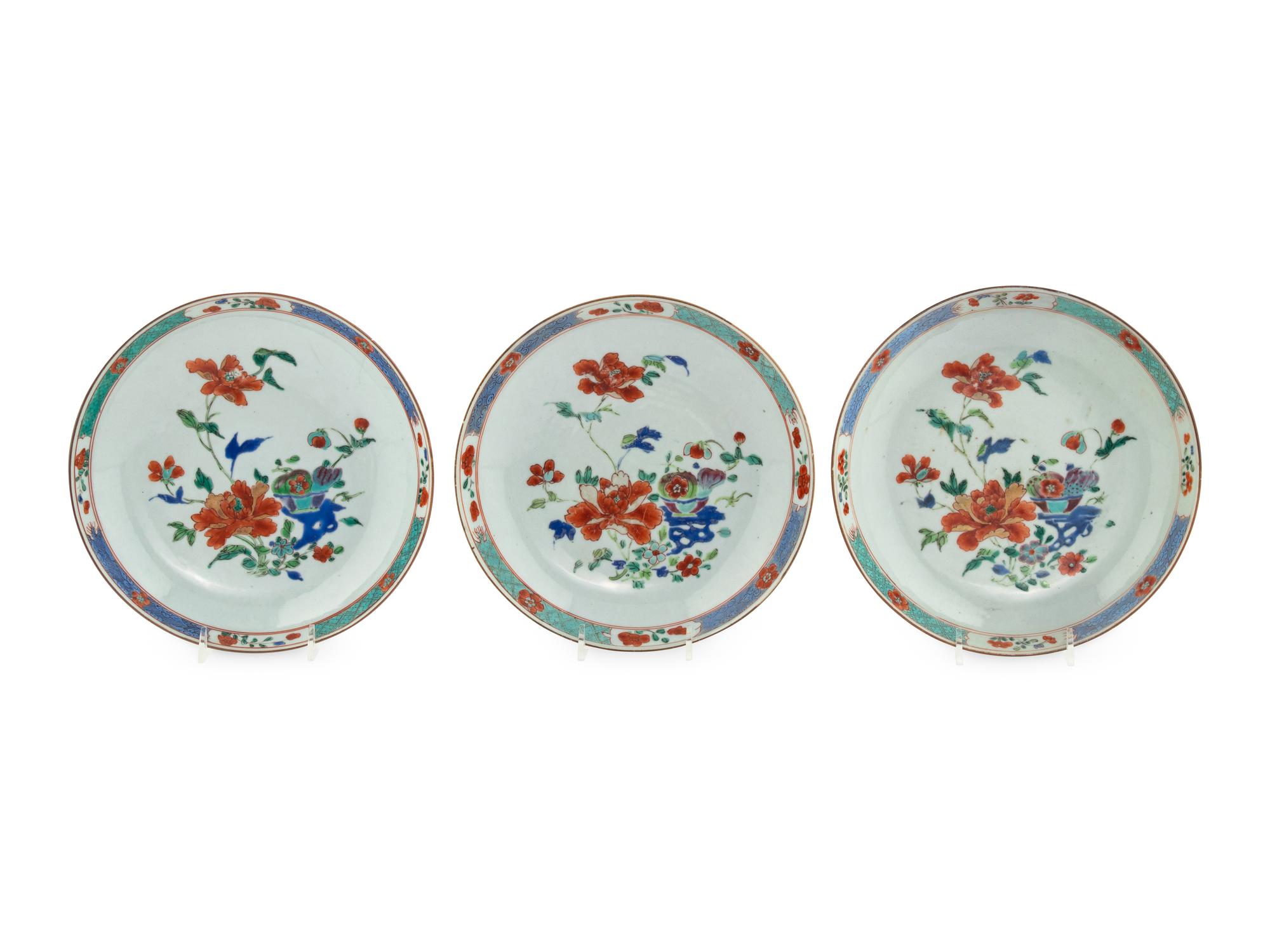 Three Chinese Export Famille Rose Porcelain Dishes