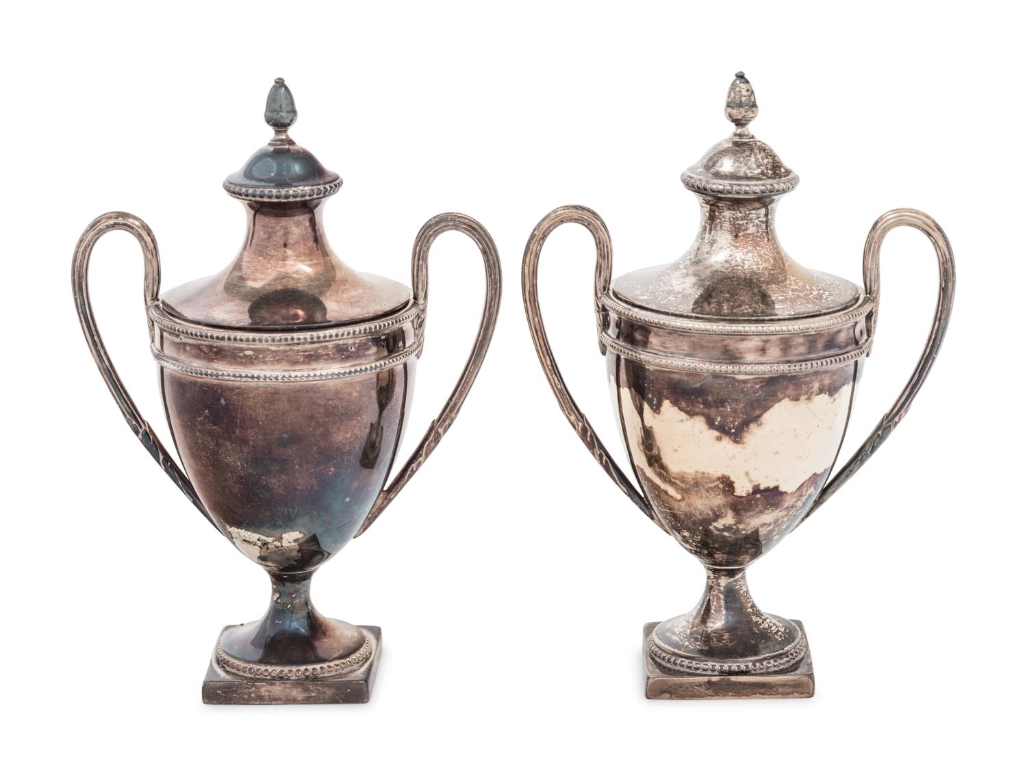 A Pair of George III Silver Small Urns