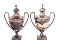 A Pair of George III Silver Small Urns