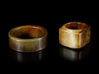 Two Russet and Grey Jade Congs