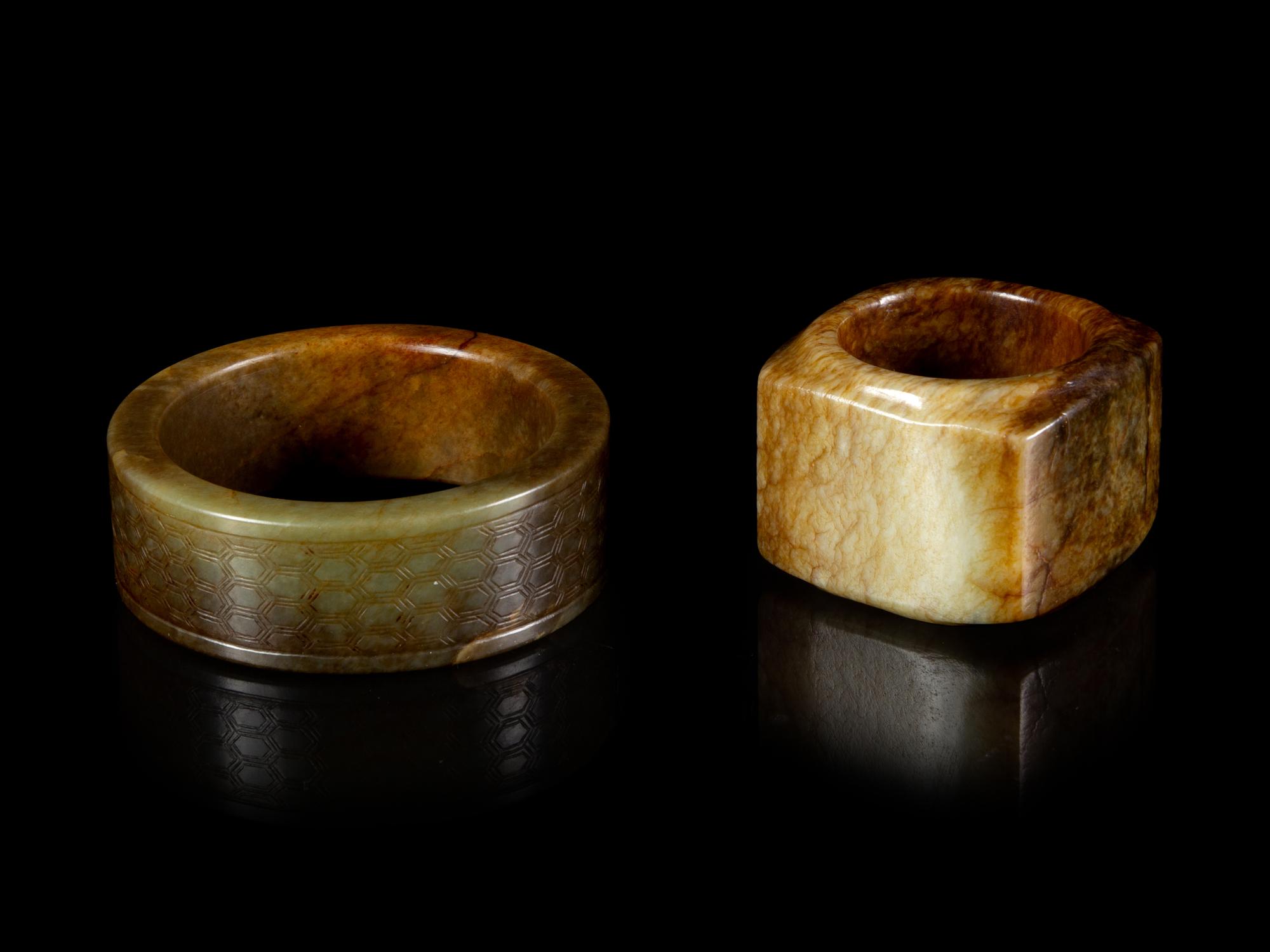 Two Russet and Grey Jade Congs
