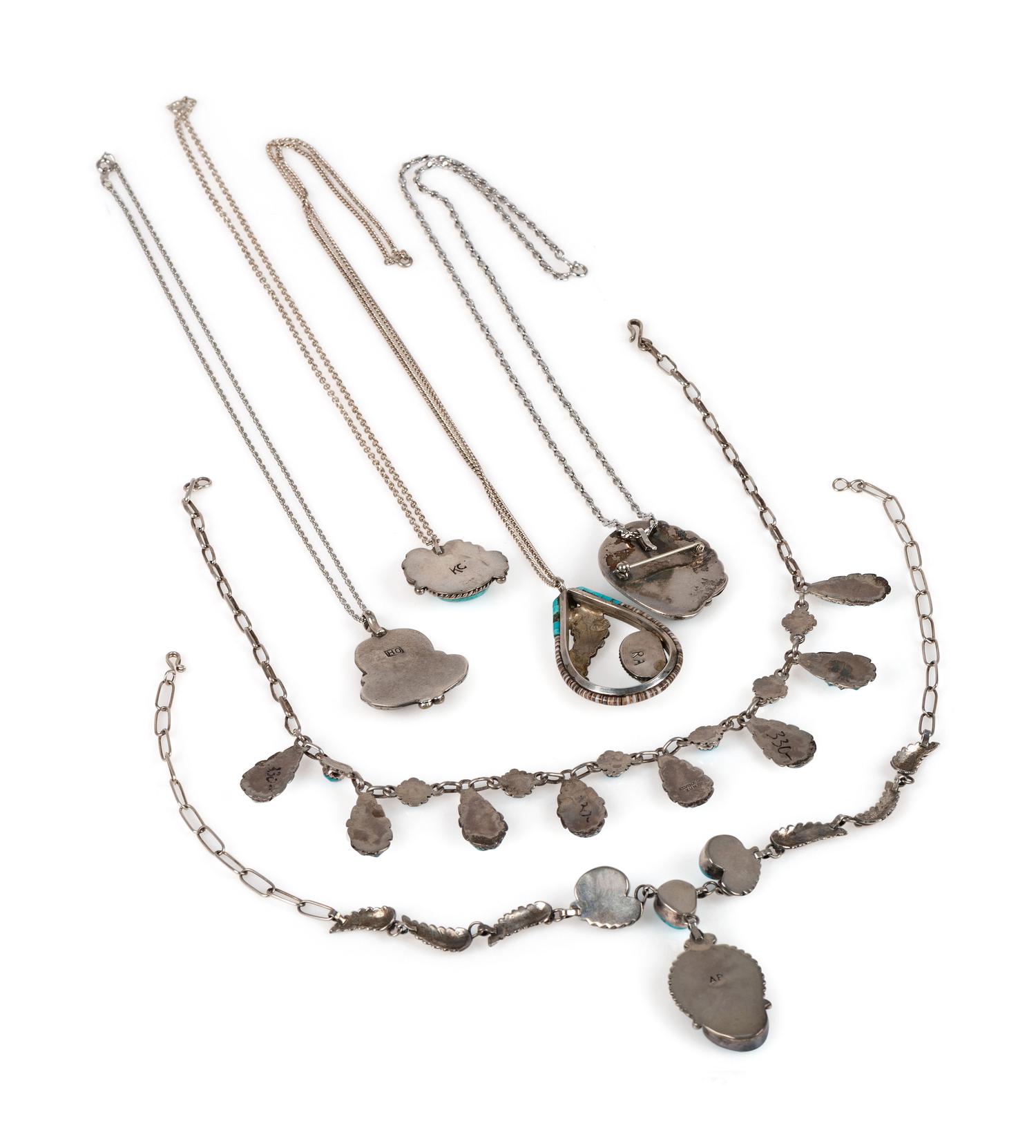 Navajo and Zuni Silver and Turquoise Pendants AND Necklaces