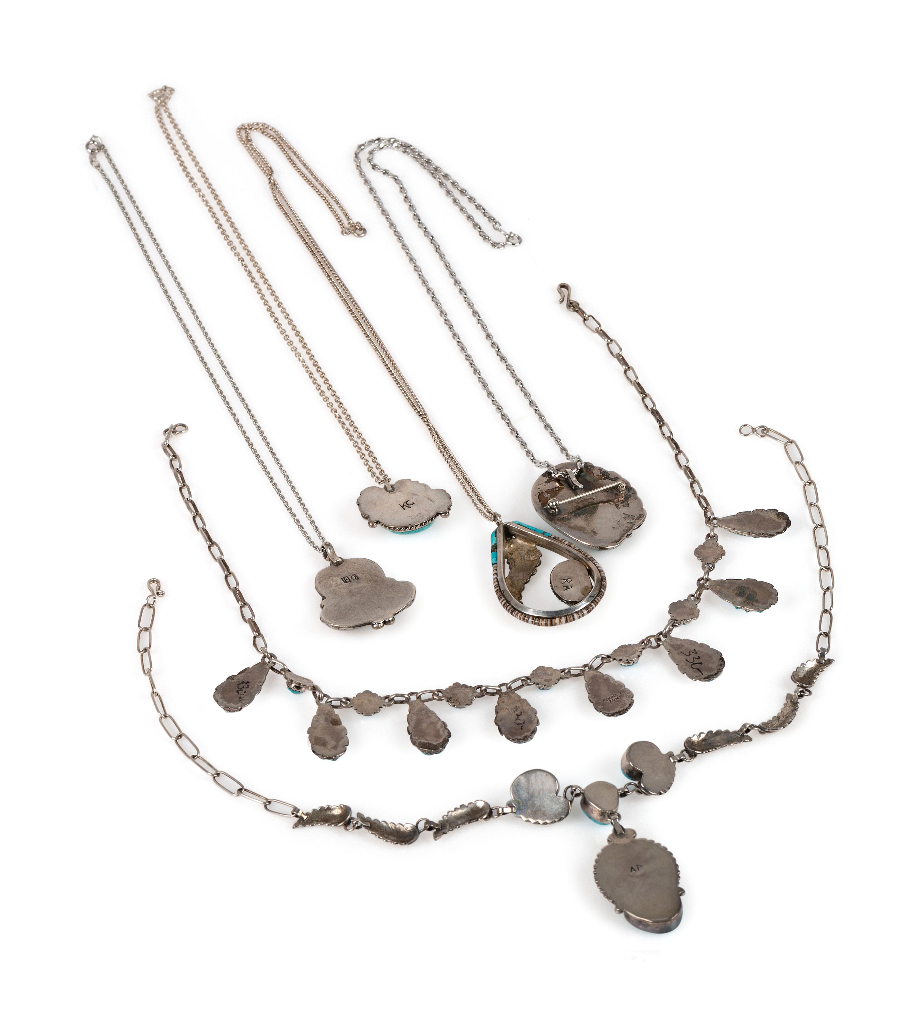 Navajo and Zuni Silver and Turquoise Pendants AND Necklaces
