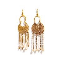 A Pair of Byzantine Gold and Pearl Openwork Earrings