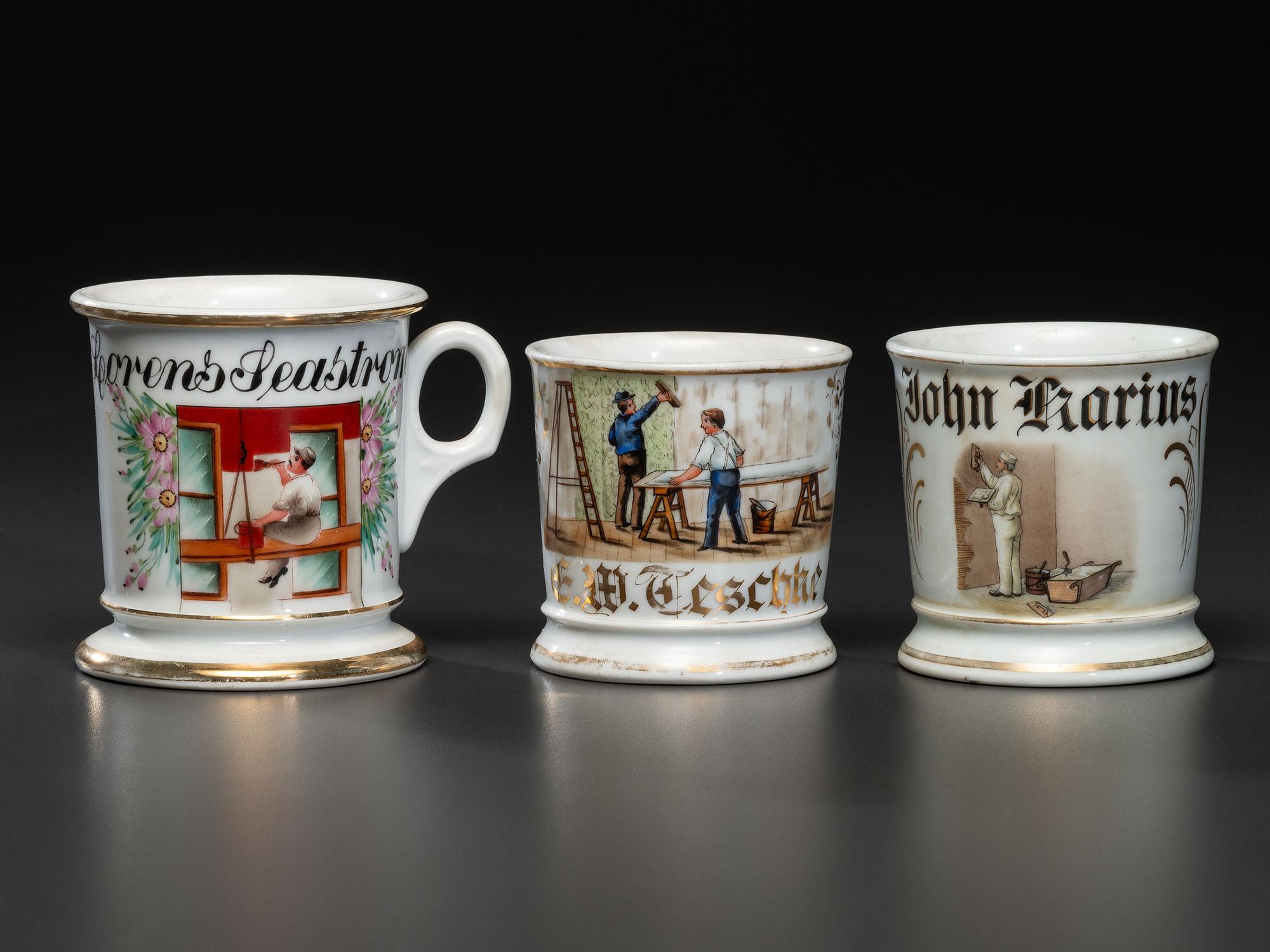 Three Tradesman Occupational Shaving Mugs
