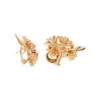 YELLOW GOLD AND MULTIGEM FLOWER EARCLIPS