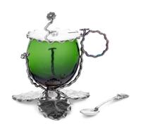 An American Silver-Plate and Emerald Glass Mustard Pot