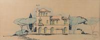A Set of Three Architectural Sketches by Marion Sims Wyeth Studio of a Palm Beach Home