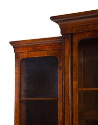 An English Walnut Breakfront Bookcase