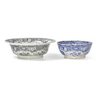 A Staffordshire Historical Transferware Franklin and Kite Pattern Punch Bowl and Basin