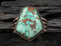 Heavy Sterling Silver Cuff Bracelet, with Large Turquoise Stone