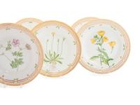 A Set of Eight Royal Copenhagen Flora Danica Porcelain Luncheon Plates