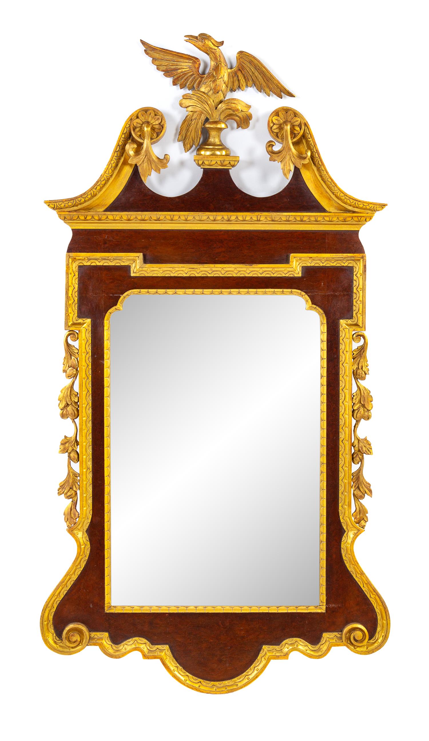 A George II Style Parcel Gilt Mahogany Mirror Height 55 x width 28 3/8 inches. — LATE 19TH CENTURY