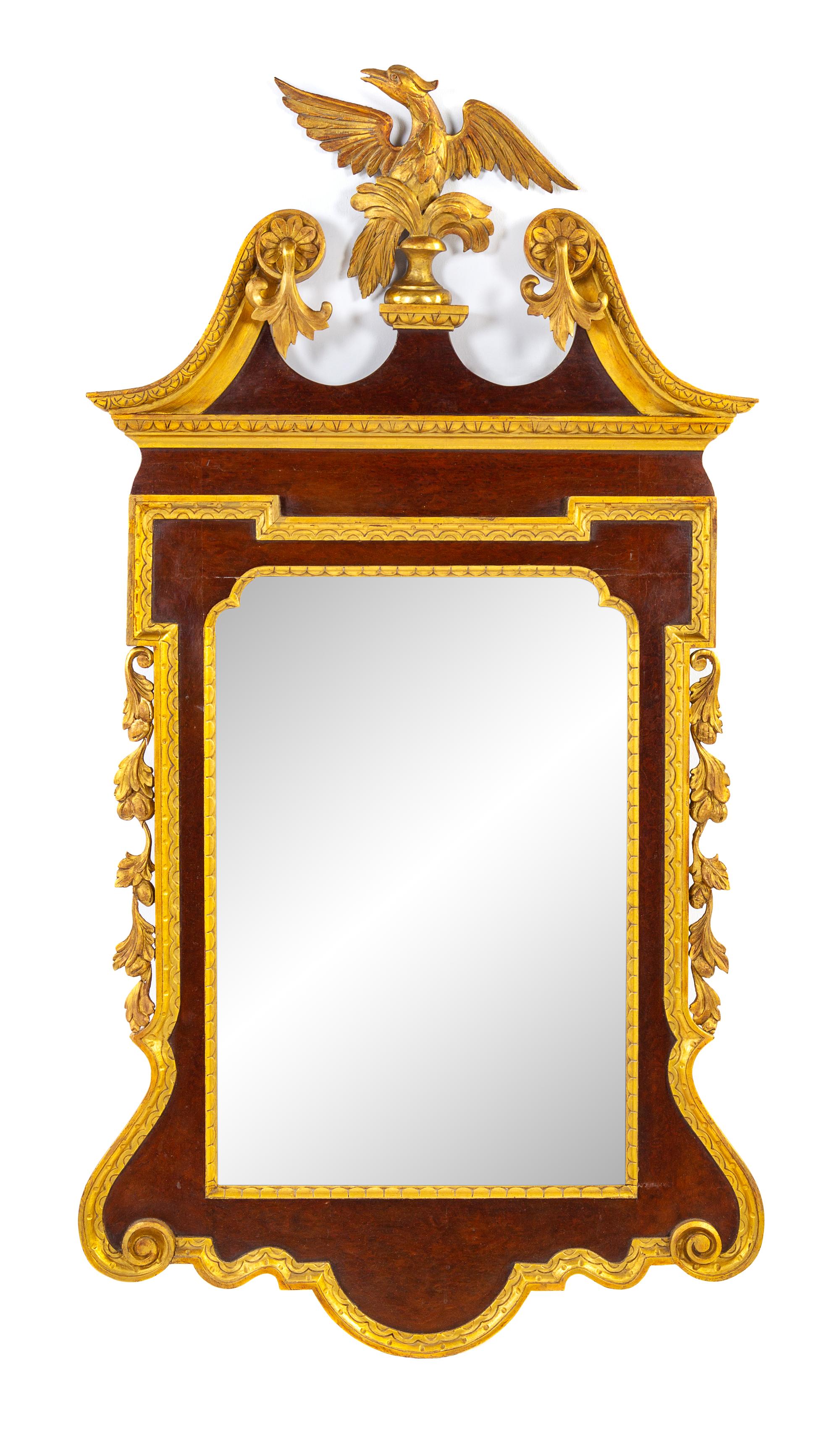 A George II Style Parcel Gilt Mahogany Mirror Height 55 x width 28 3/8 inches. — LATE 19TH CENTURY