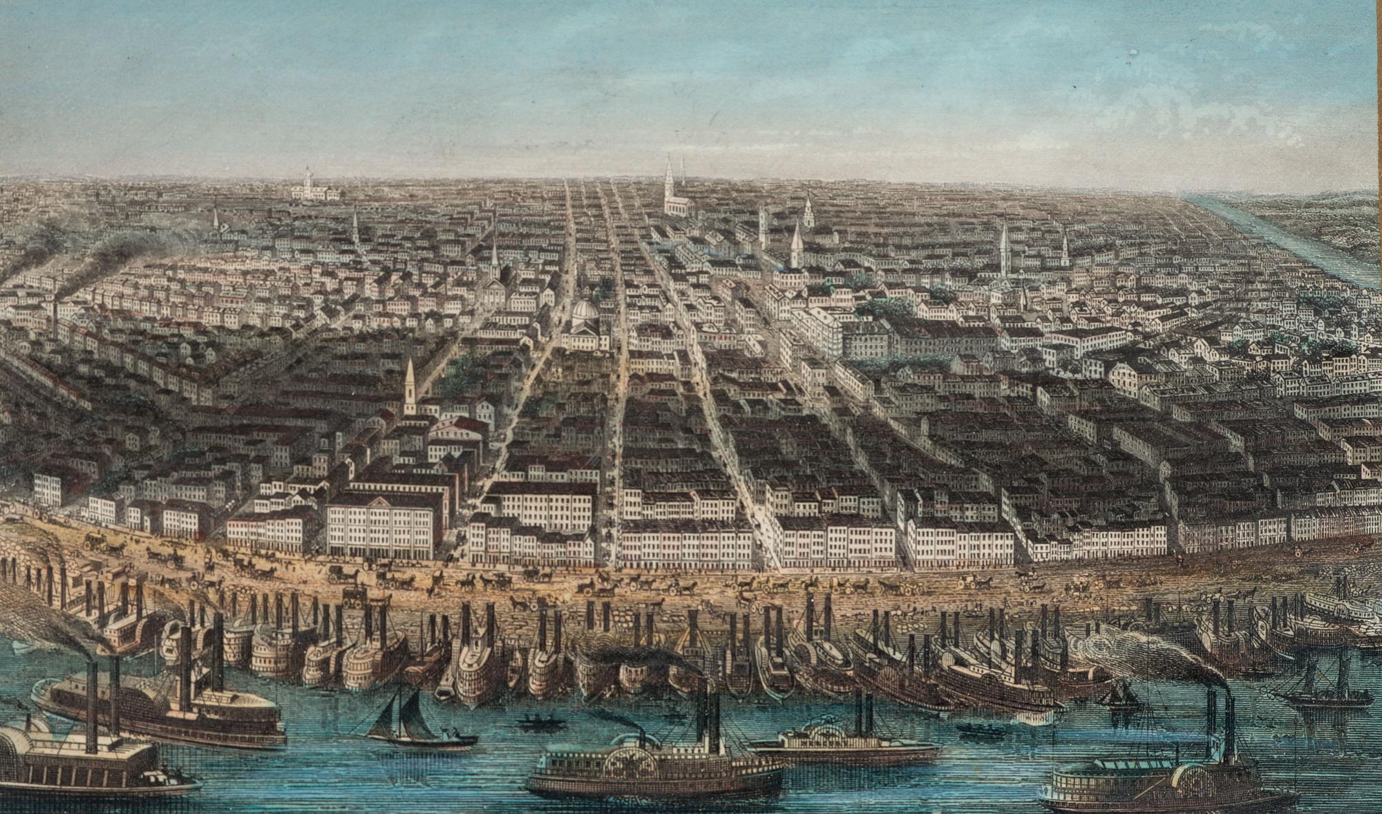 [MAPS & ATLASES]. [MAGNUS, Charles (1826-1900)]. A group of 7 hand-color deluxe presentation city views, incl. San Francisco. [ With :] [BORNET, John]. [ City of Brooklyn ]. Hand-colored lithograph.
