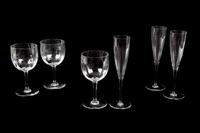 A Collection of Baccarat Stemware Height of first 9 inches.