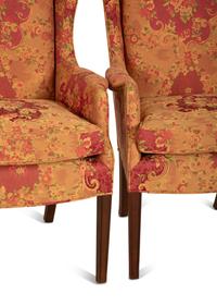 A Set of Seven George III Style Mahogany Wing Back Armchairs