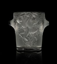 A Lalique Molded and Frosted Glass Vase Height 9 inches. — POST-1945