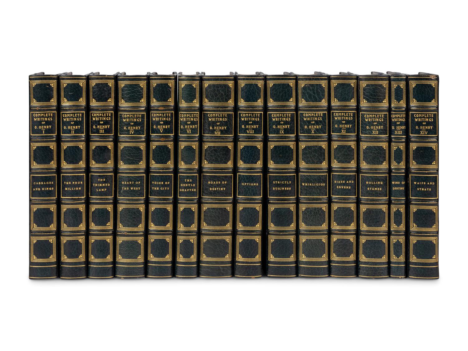 [BINDINGS]. A group of approximately 65 volumes, most in contemporary leather bindings, including works related to American history & literature, comprising: