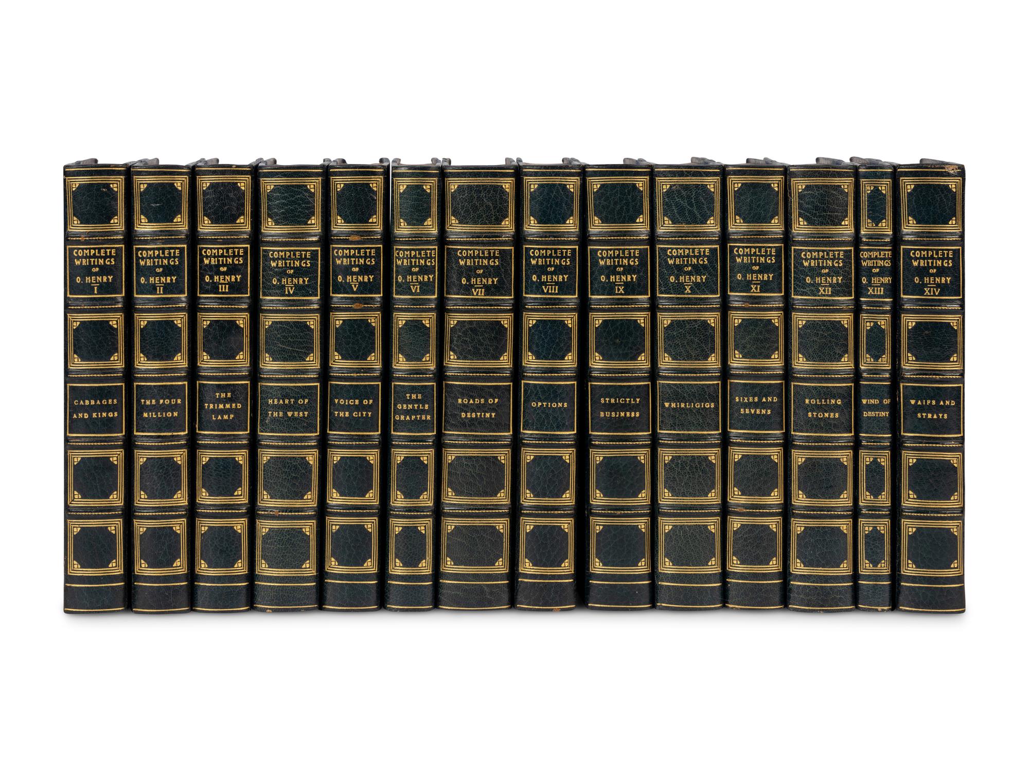 [BINDINGS]. A group of approximately 65 volumes, most in contemporary leather bindings, including works related to American history & literature, comprising: