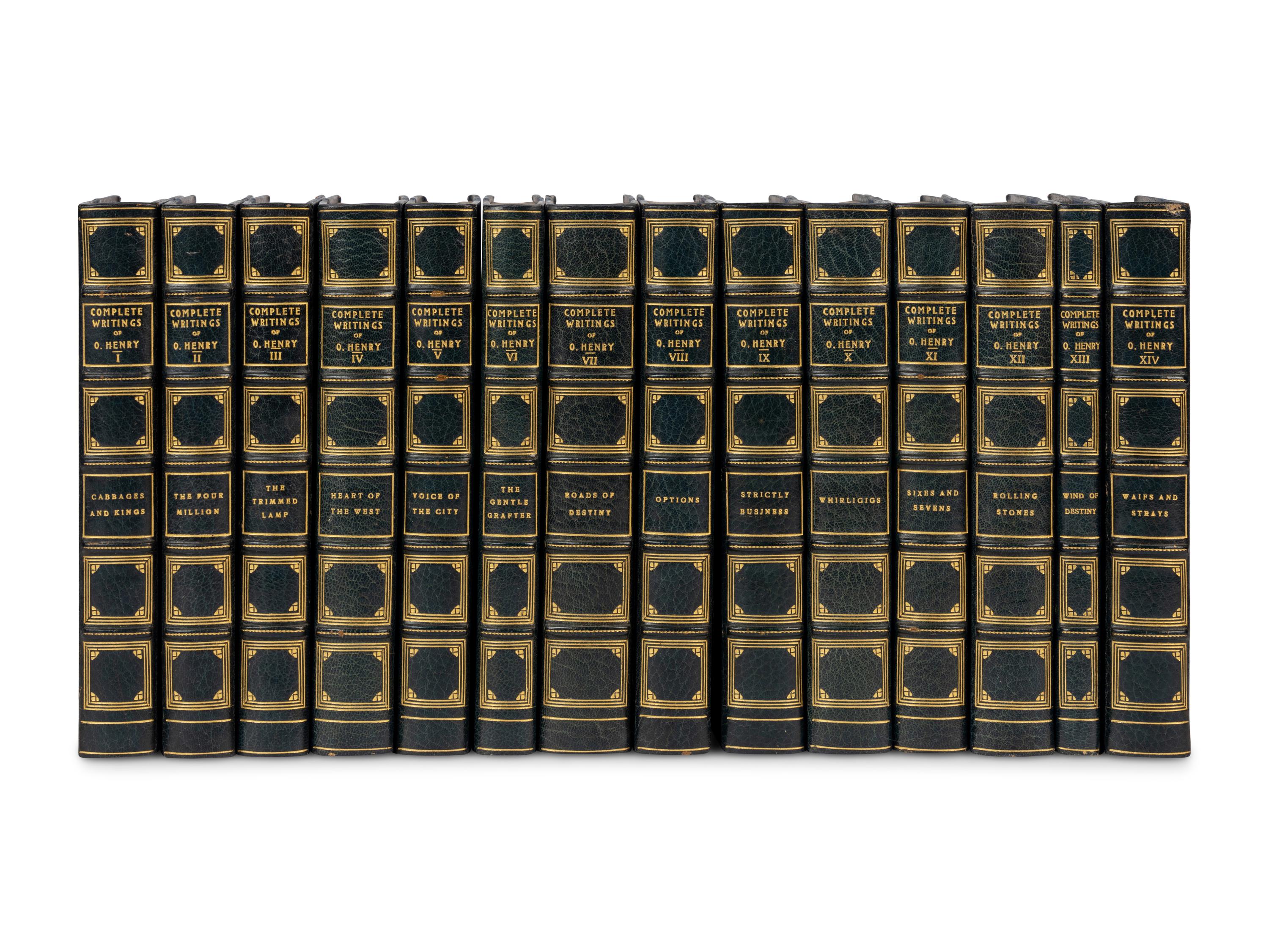 [BINDINGS]. A group of approximately 65 volumes, most in contemporary leather bindings, including works related to American history & literature, comprising: