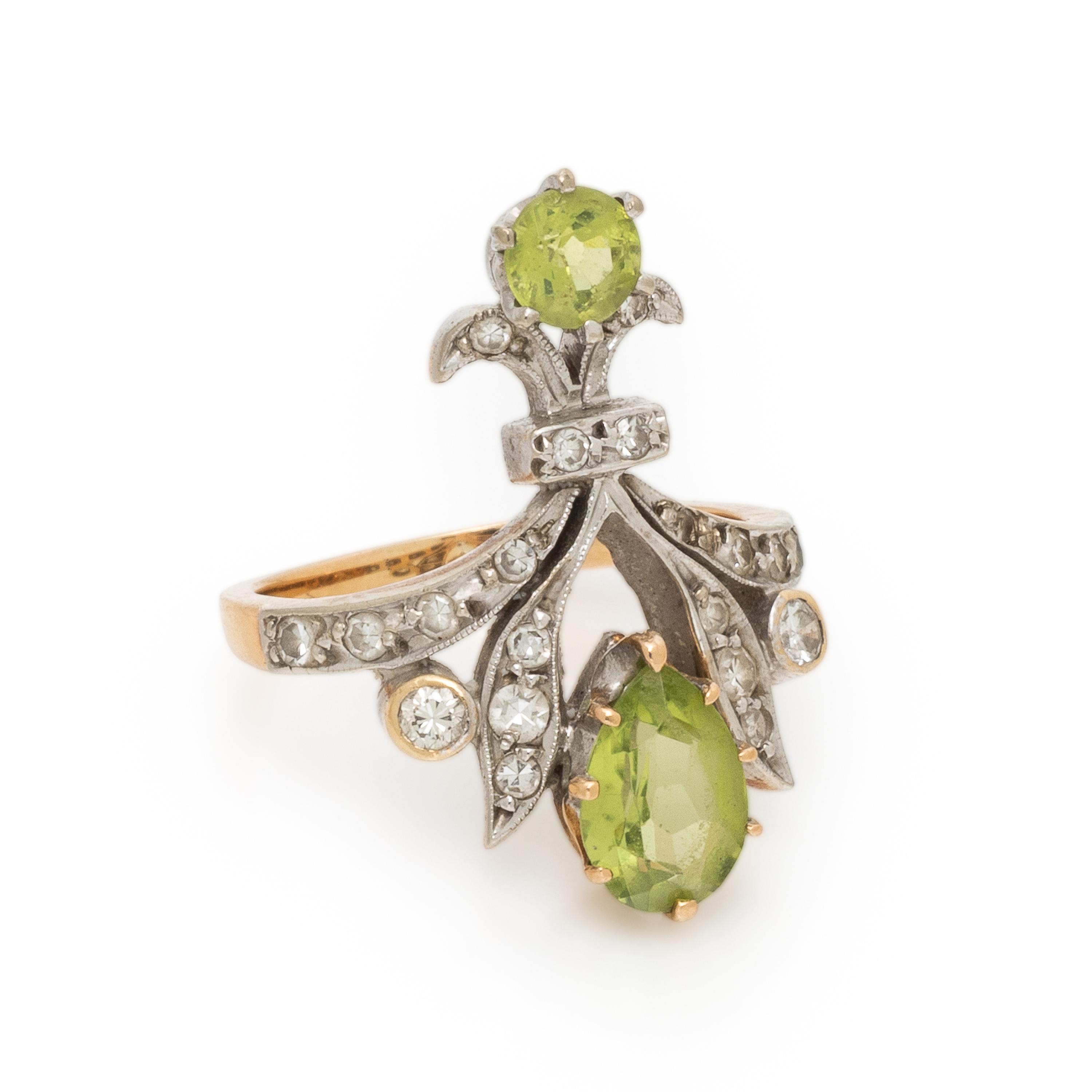 Peridot and Diamond Ring