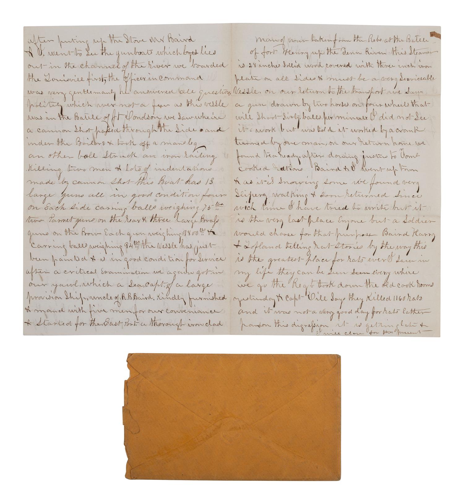 [CIVIL WAR]. Soldier's letter describing Confederate ironclad Louisville Cairo, IL, 28 Nov. 1862.