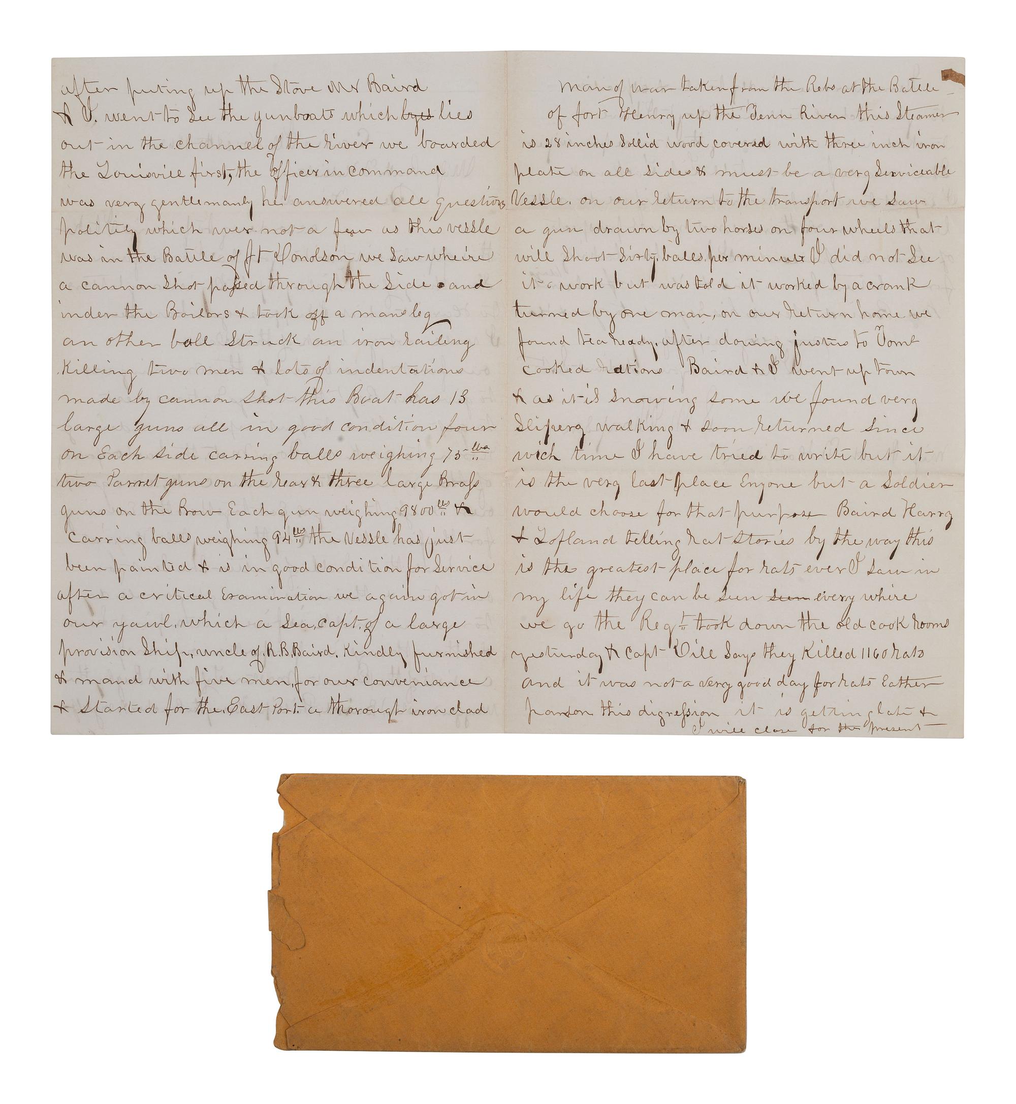 [CIVIL WAR]. Soldier's letter describing Confederate ironclad Louisville Cairo, IL, 28 Nov. 1862.