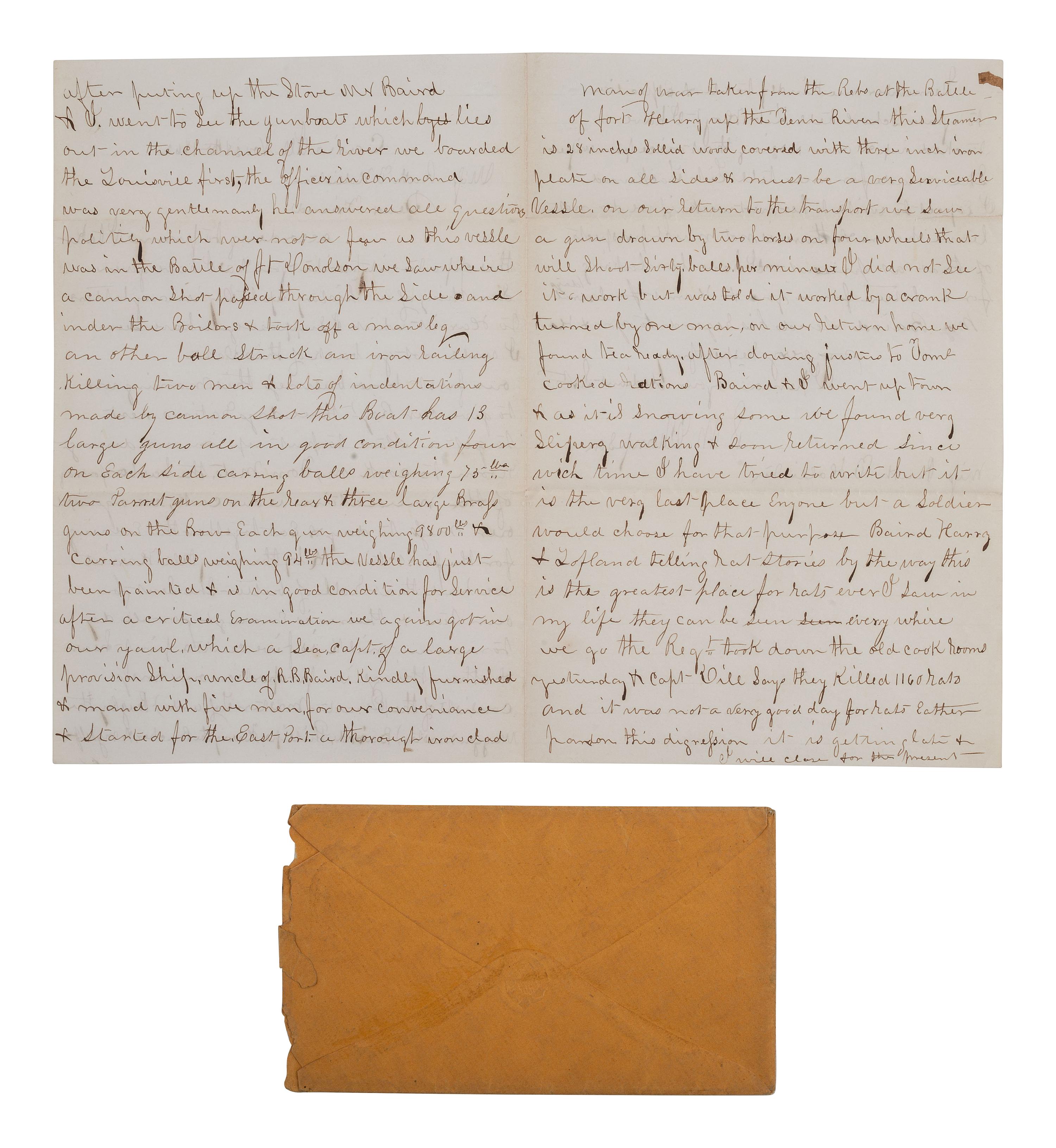 [CIVIL WAR]. Soldier's letter describing Confederate ironclad Louisville Cairo, IL, 28 Nov. 1862.