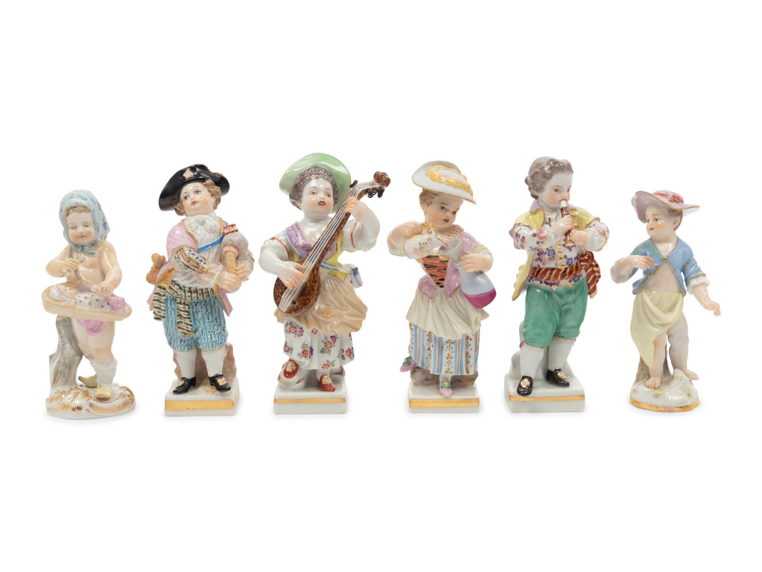 A Group of Six Meissen Porcelain Figures