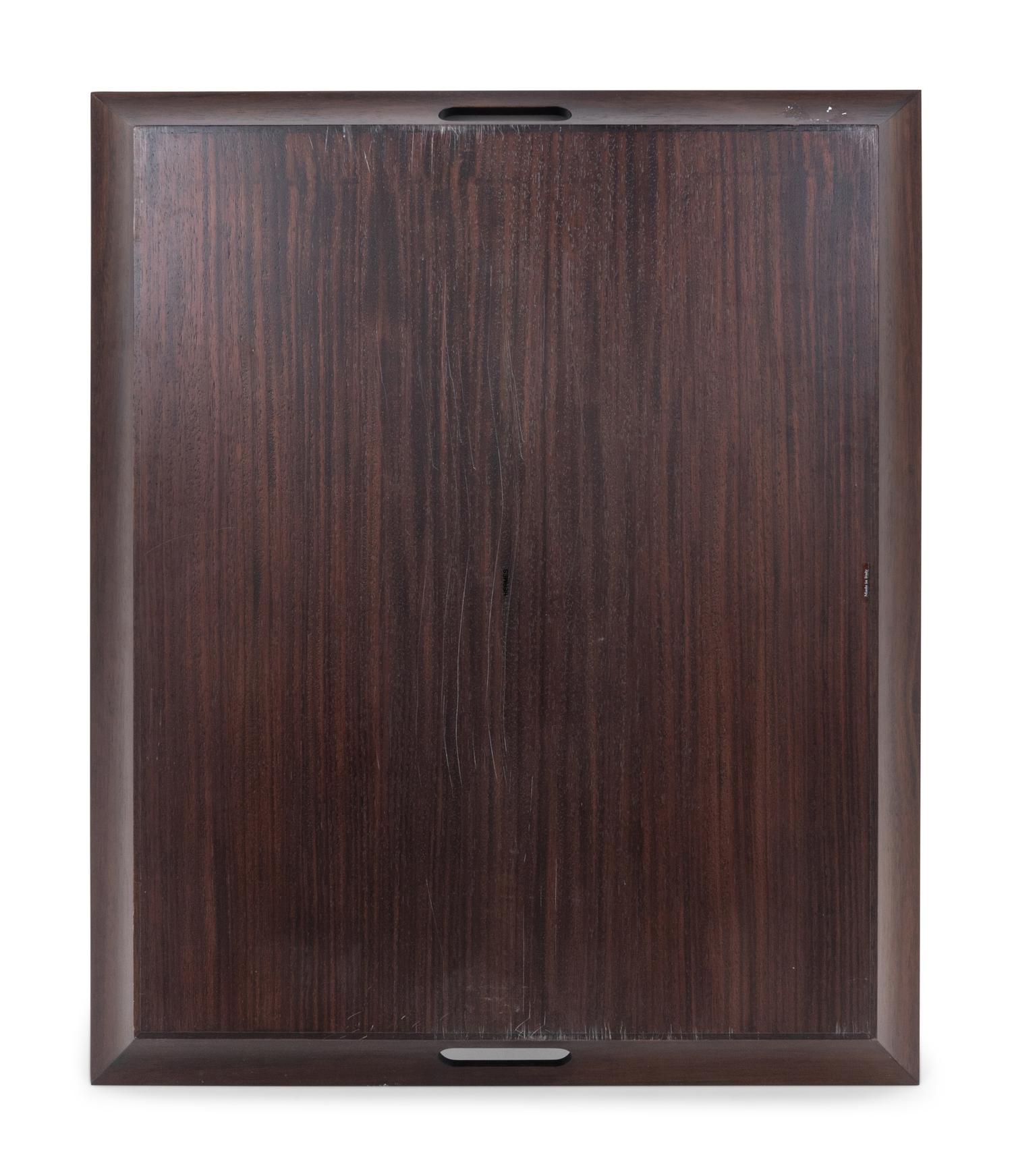 An Hermès Rosewood Tray with Two Smaller Associated Trays