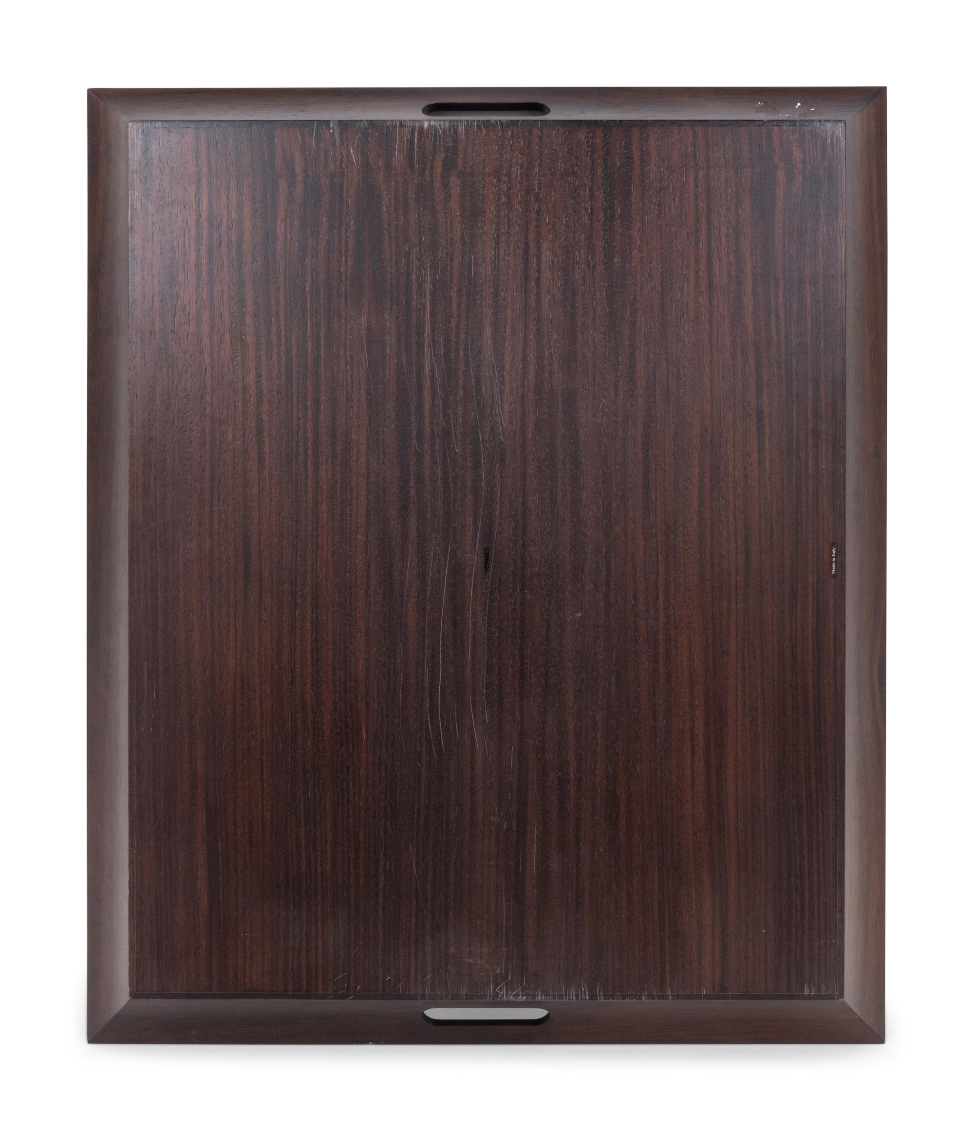 An Hermès Rosewood Tray with Two Smaller Associated Trays
