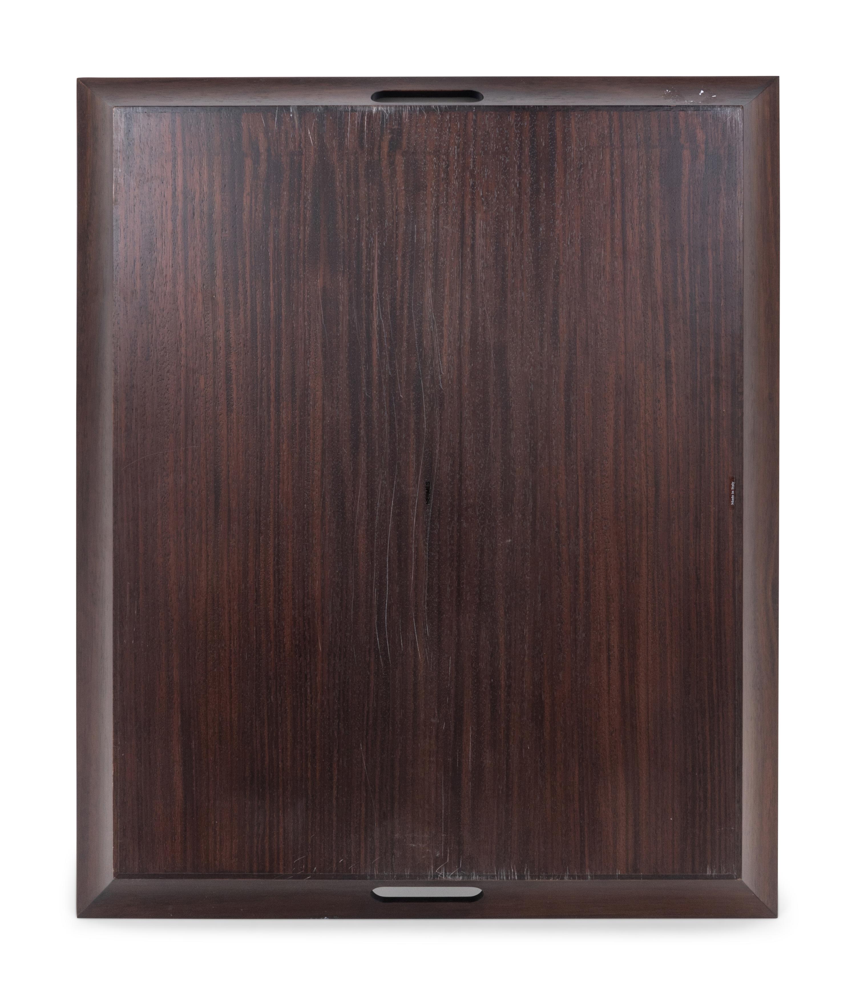 An Hermès Rosewood Tray with Two Smaller Associated Trays