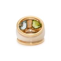 PERIDOT, BLUE TOPAZ, AND BICOLOR GOLD RING