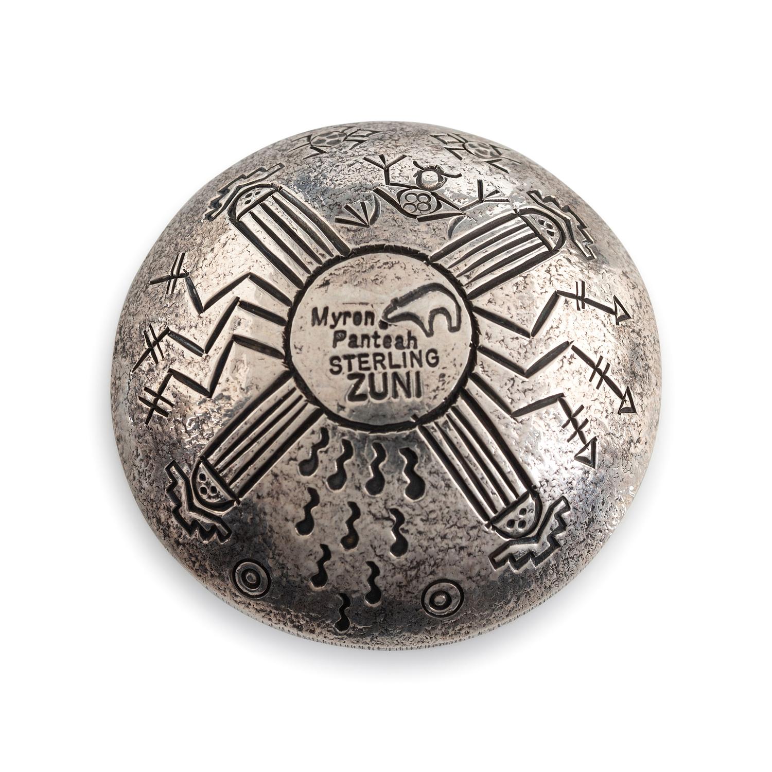 Zuni, Kewa, Navajo, and Hopi Miniature Silver Boxes and Seed Jars