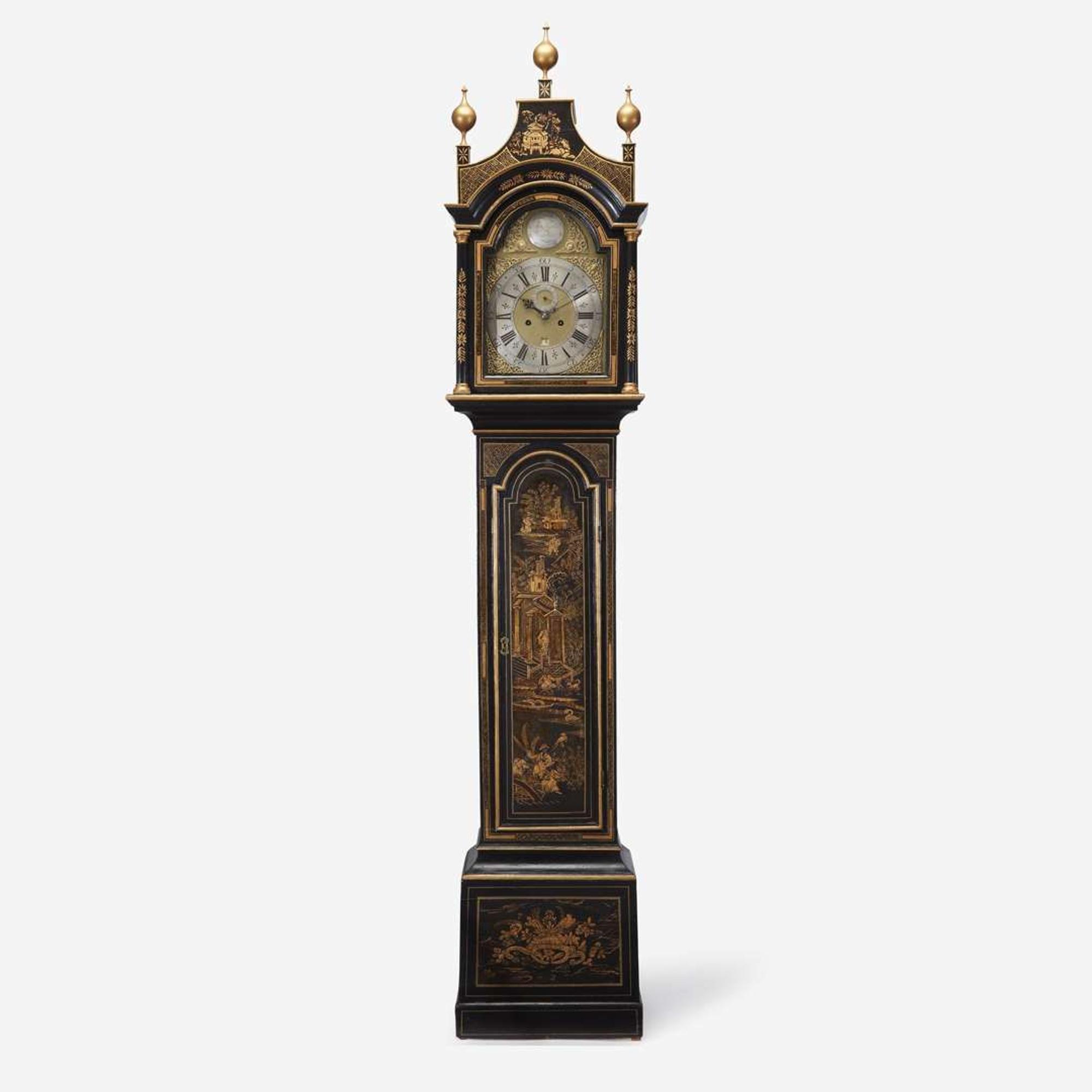 A George III Japanned Tall Case Clock Thomas Hally, London, late 18th century