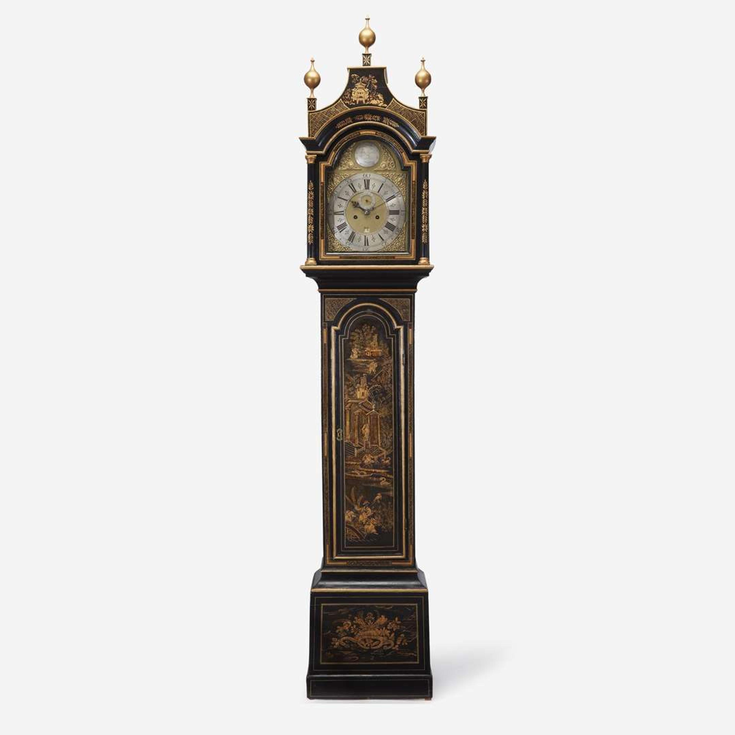 A George III Japanned Tall Case Clock Thomas Hally, London, late 18th century