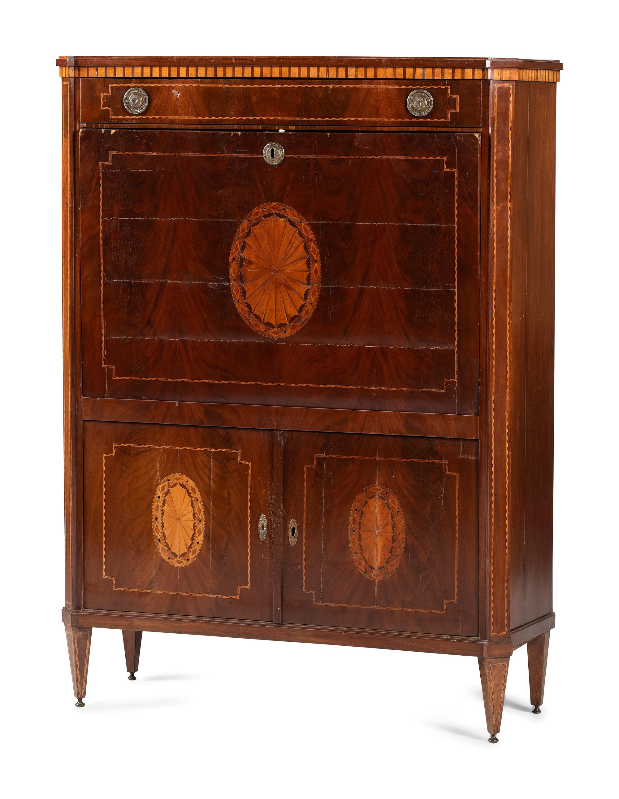 A Regency Inlaid Mahogany Fall-Front Secretary Desk