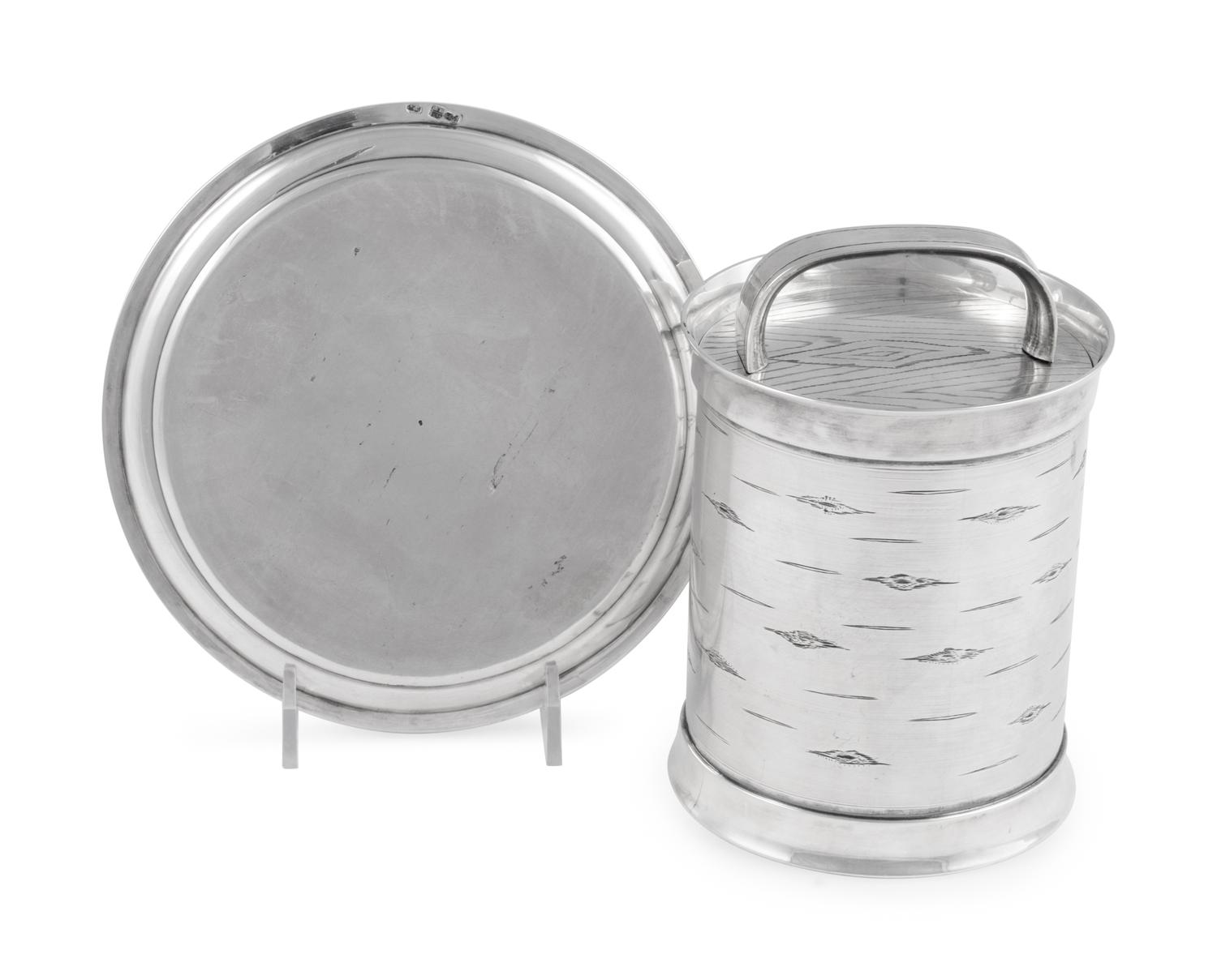 A Russian Silver Trompe l'Oeil Honey Pot and Underplate