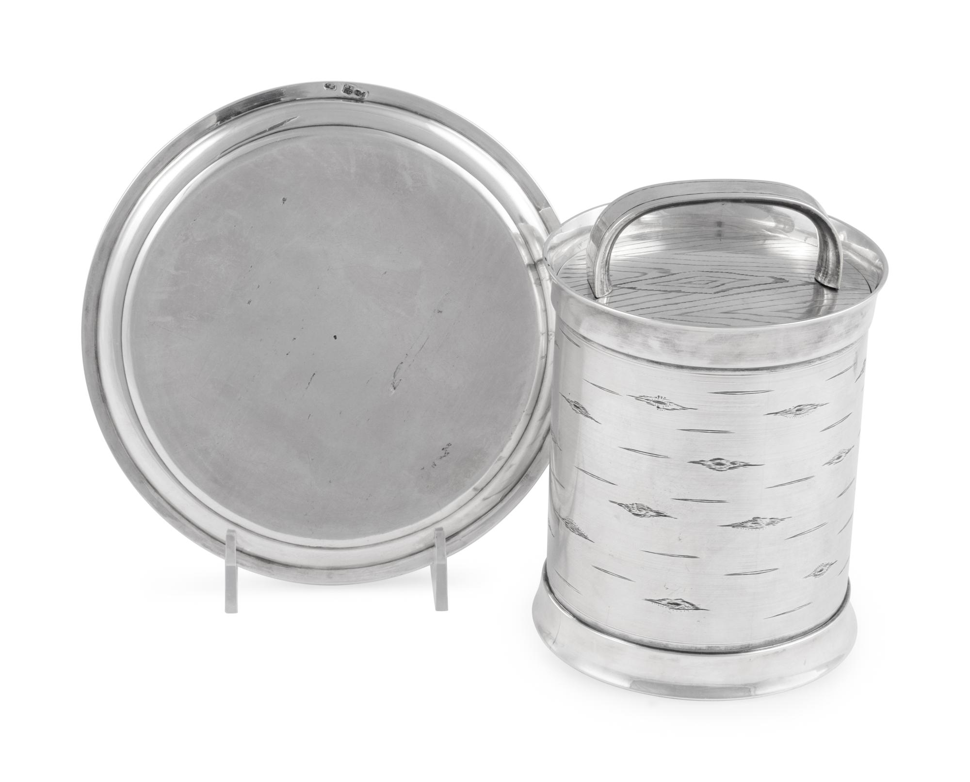 A Russian Silver Trompe l'Oeil Honey Pot and Underplate