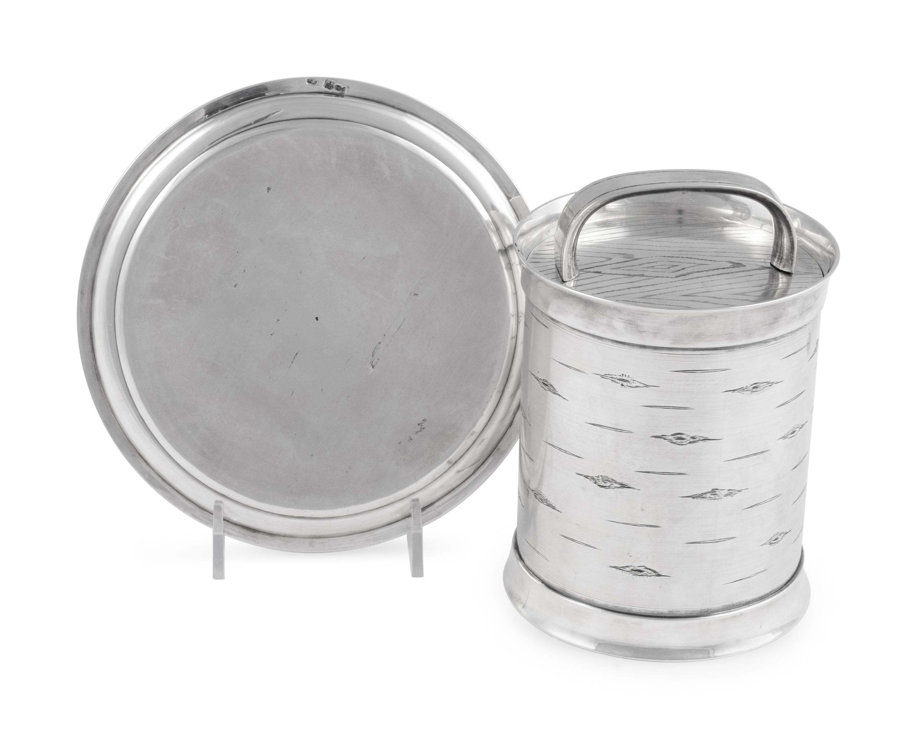 A Russian Silver Trompe l'Oeil Honey Pot and Underplate