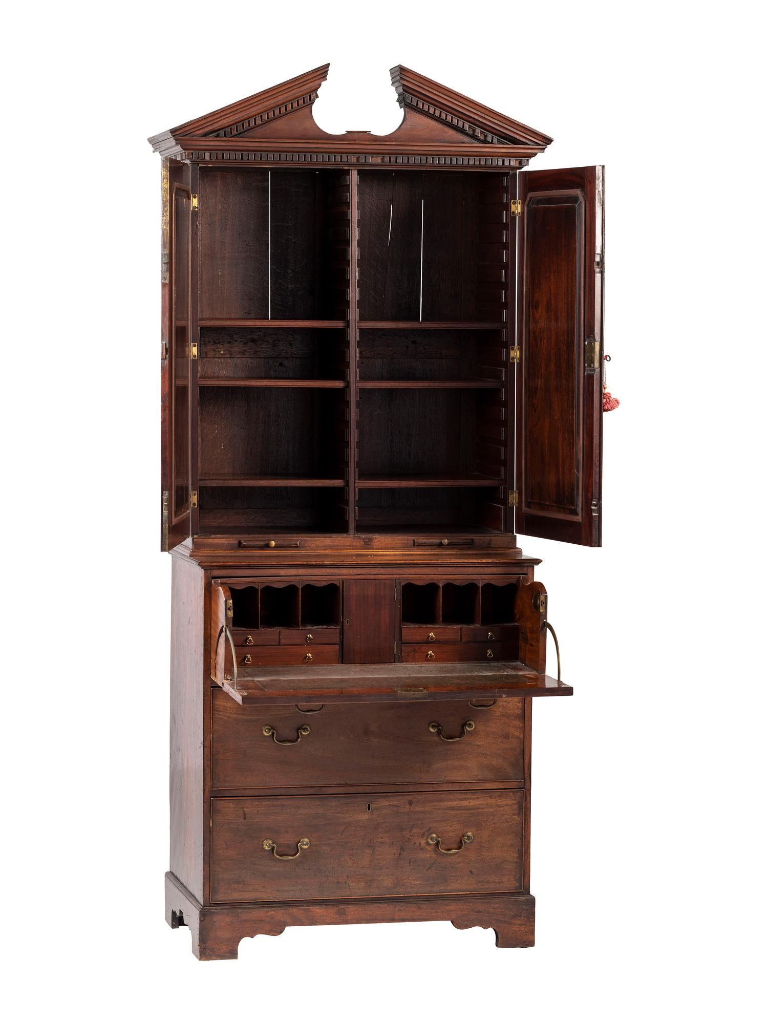 A George III Mahogany Bureau Bookcase