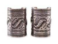 Pair of Navajo Stamped Ingot Cuff Bracelets