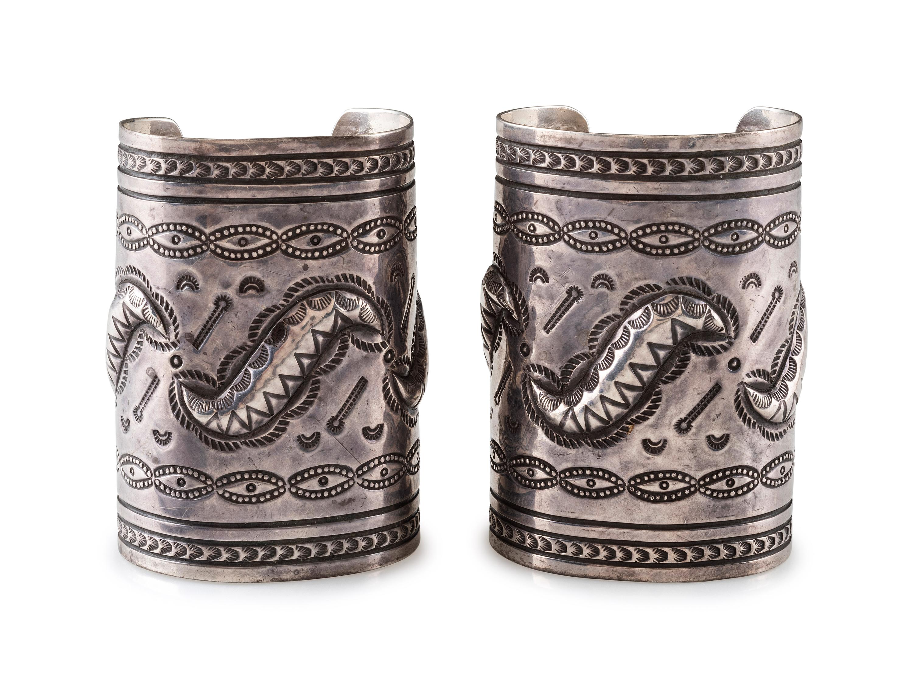 Pair of Navajo Stamped Ingot Cuff Bracelets