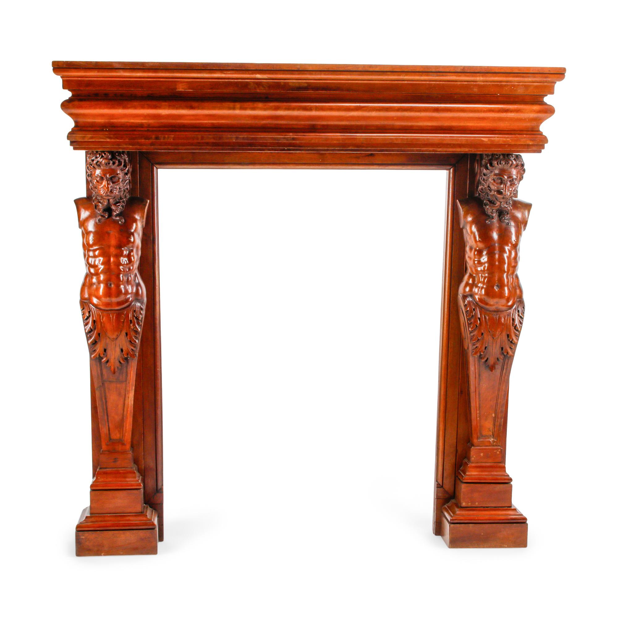 A Renaissance Revival Carved Walnut Chimneypiece