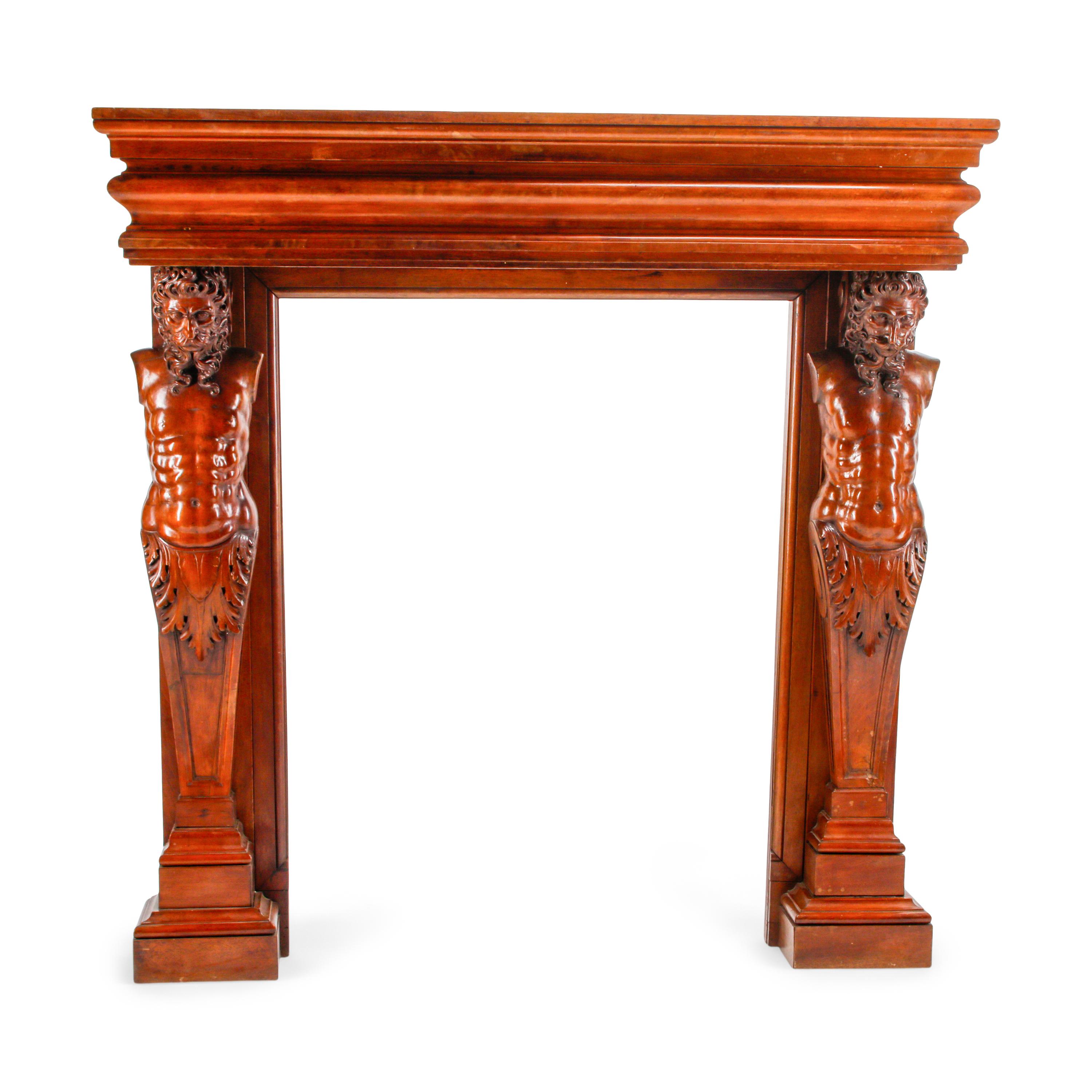 A Renaissance Revival Carved Walnut Chimneypiece