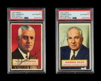 A Group of 1956 Topps Warren Giles and William Harridge Signed Autograph Baseball Cards (PSA Authentic)