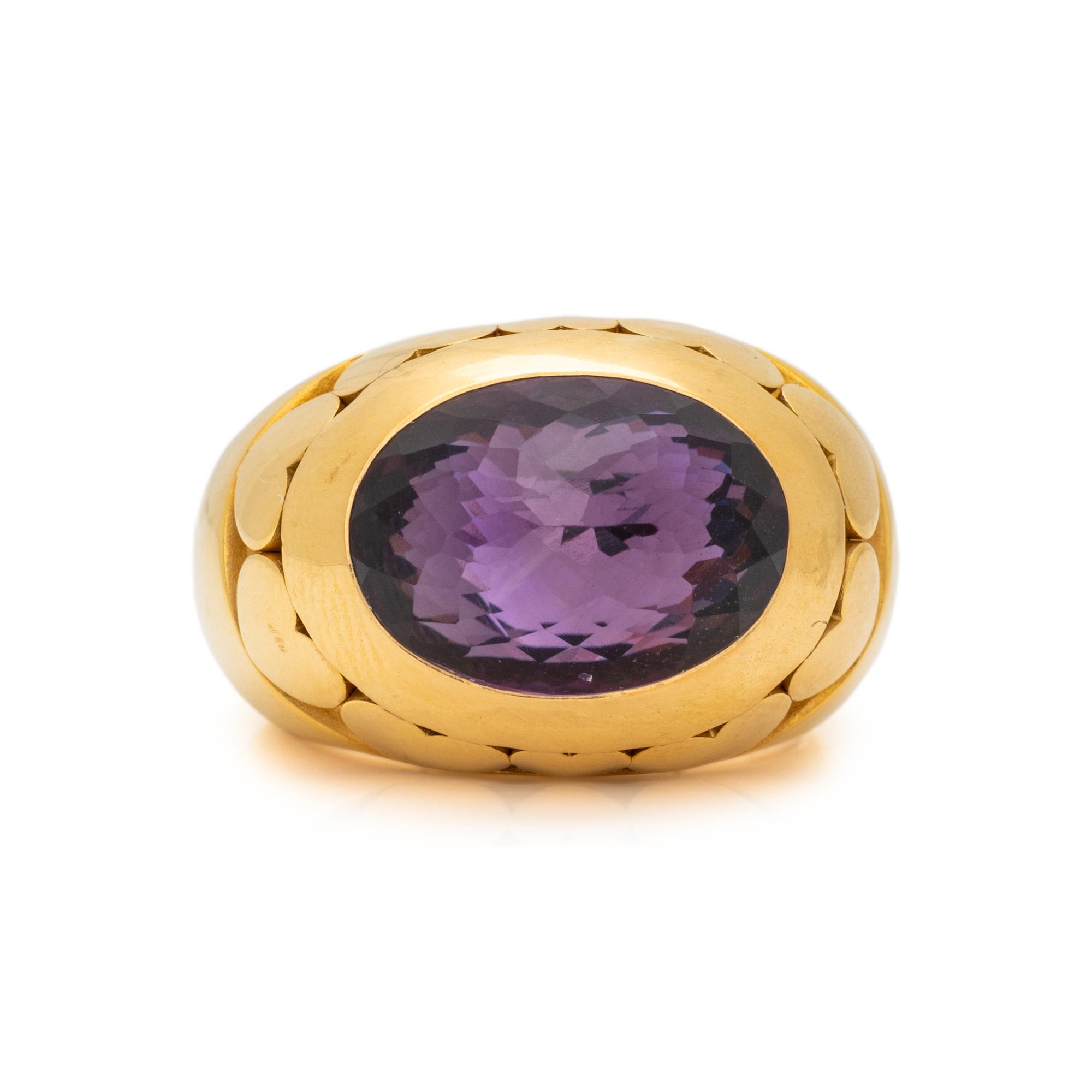 CHOPARD, YELLOW GOLD AND AMETHYST RING