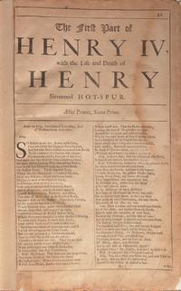 [Literature] Shakespeare, William. Henry IV, Extracted From the Fourth Folio